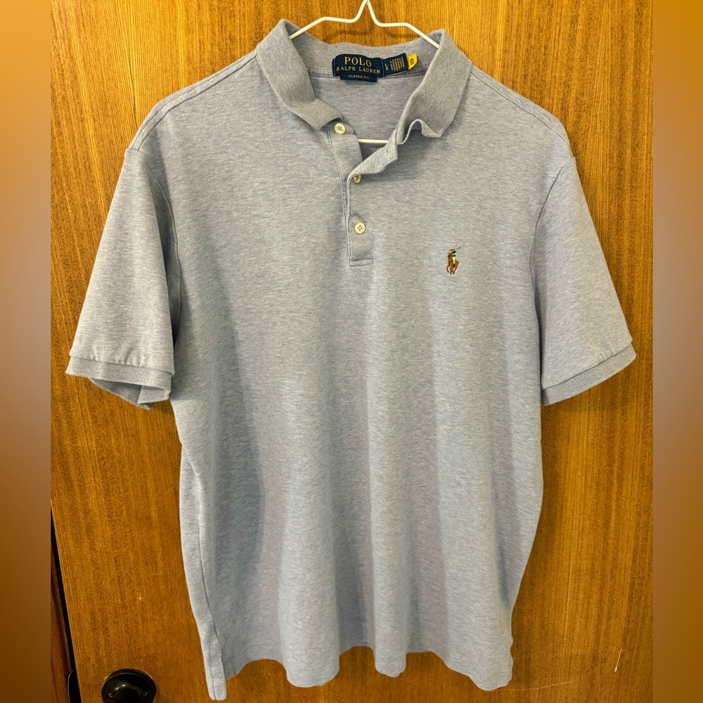 Ralph Lauren Men's Light Heather Blue Polo Shirt